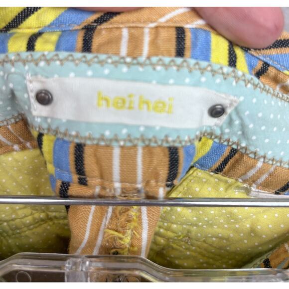Hei Hei Shorts Size Large 10/12 (See Desc) Yellow Tan Stripe Anthro Boho Utlity - Picture 10 of 10